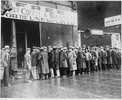 The Big Difference Between a Job and Work Unemployed men queued outside depression soup kitchen Chicago