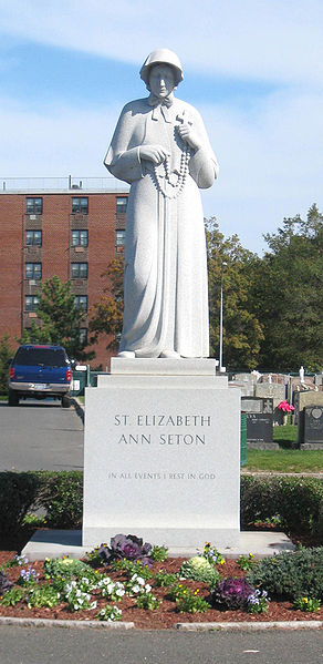 Statue of St. Elizabeth Ann Seton in Saint Raymond's Cemetery in Bronx