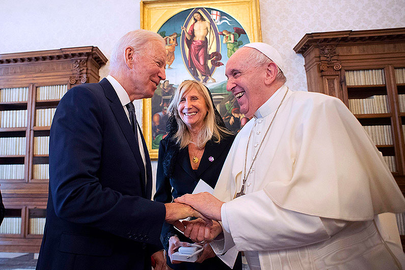 Pope Francis greeting Joe Biden, Oct. 29, 2021