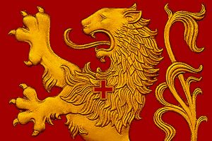 TFP Lion on red background, detail - FEATURED IMAGE ONLY