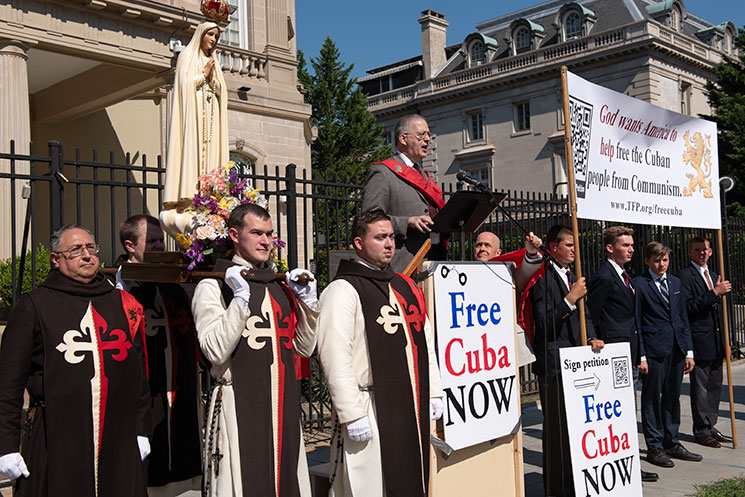 American TFP Vice President John Horvat II Free Cuba NOW! Press Conference Rally at Cuban Embassy