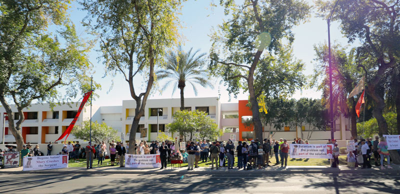 The First Day: The marchers then halted in front of the hotel to finish the three hours of prayer.